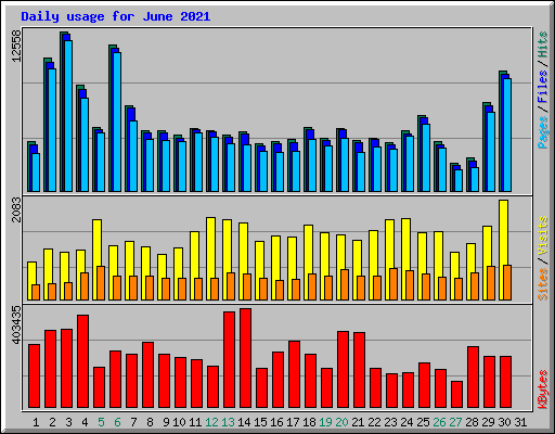 Daily usage for June 2021