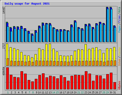 Daily usage for August 2021