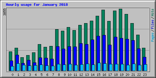 Hourly usage for January 2018