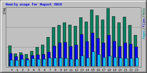 Hourly usage for August 2018