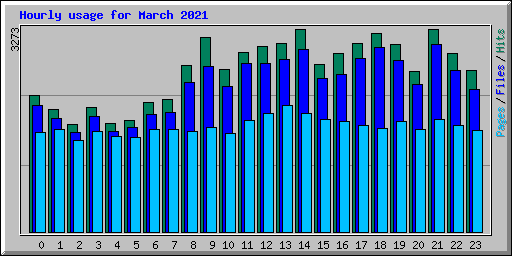 Hourly usage for March 2021