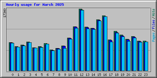 Hourly usage for March 2025